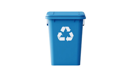 Blue Recycling Bin with Recycling Symbol.
