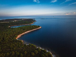 Fototapeta premium Sunset Aerial view in Croatia, Kamenjak