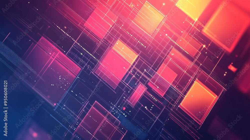 Poster abstract gradient tech background with geometric transparent shapes
