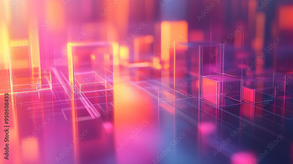 Poster abstract gradient tech background with geometric transparent shapes