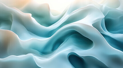 Obraz premium Abstract blue and white flowing waves background, soft smooth waves of light blue fabric, with a gradient of color, in motion, abstract background.