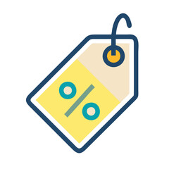 Discount price tag with percentage symbol on a clean white background with copy space