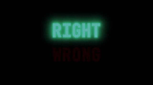 Right Wrong quiz answer question animation motion graphic, green right red wrong
