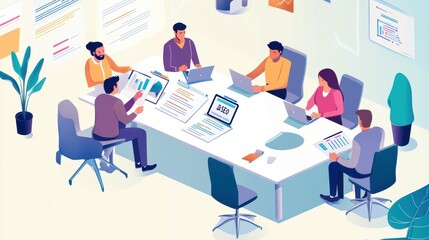 Collaborative Business Meeting in Modern Office