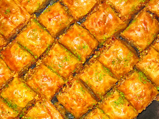 pistachio baklava varieties on a tray