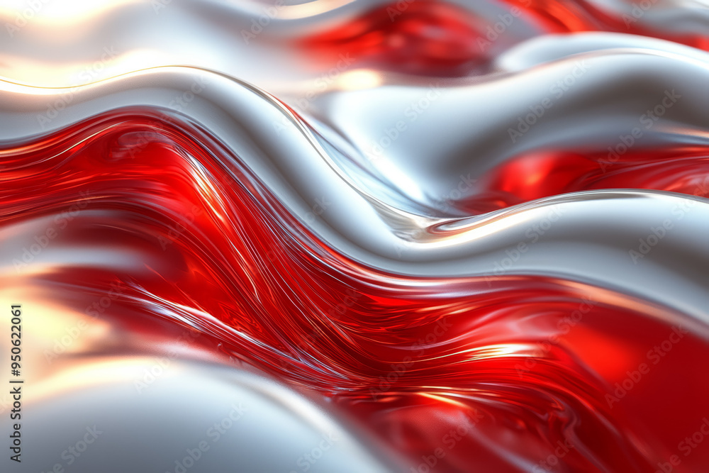 Poster bold red and metallic silver streaks collide, creating a sense of dynamic energy and motion. concept