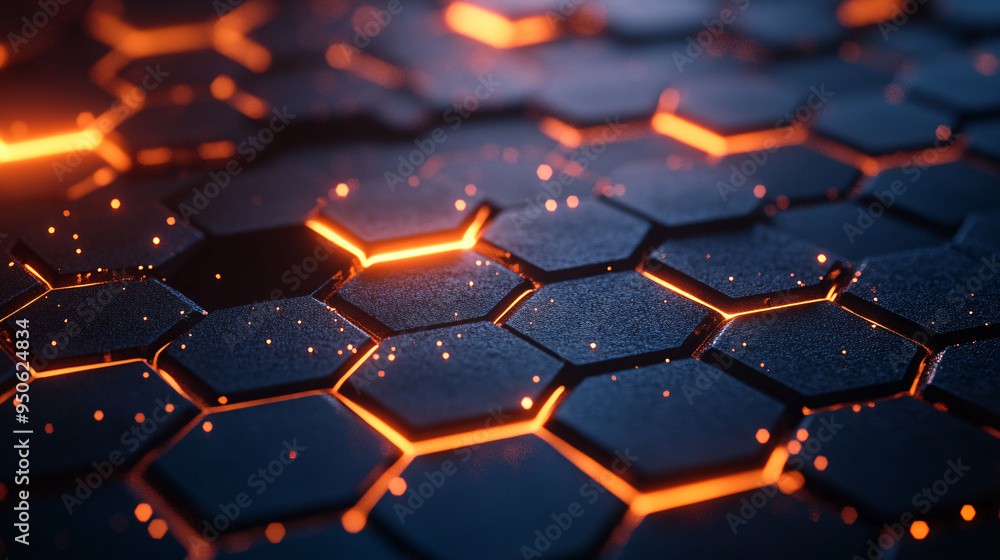Poster digital hexagon abstract background with perfect lighting and shadows, ai generated background