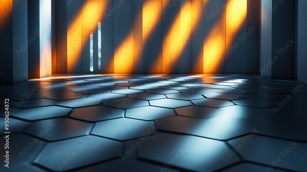 Aufkleber digital hexagon abstract background with perfect lighting and shadows, ai generated background