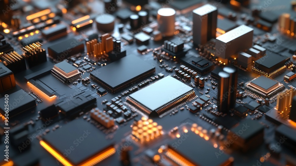 Aufkleber close-up of a motherboard with a central processing unit