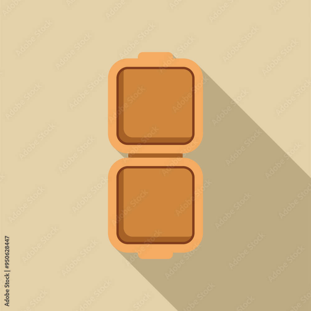 Poster open empty square food box container packaging flat icon design with a long shadow