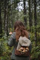 Foraging for Mushrooms in the Lush Green Forest