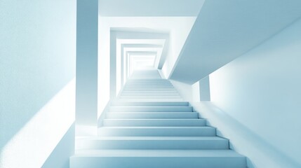 Fototapeta premium Upside Down Stairs: Path to Success in Business. Unique Background with Moving Stairs
