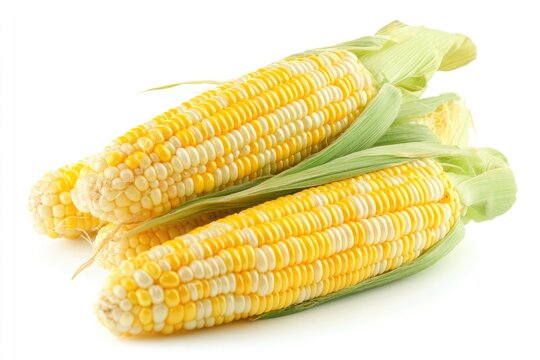 Bicolor Corn. Fresh Sweet Corn Isolated on White Background