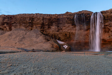  Seljalandfoss waterfall on Seljalandsa river, Iceland, Europe.