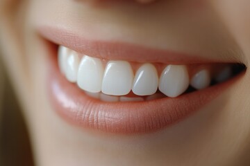 Obraz premium Dental Botox. Beautiful Female Smile with White Teeth for Dental Hygiene