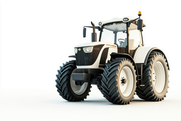 A modern white tractor featured against a clean backdrop, ideal for agricultural and farming themes.