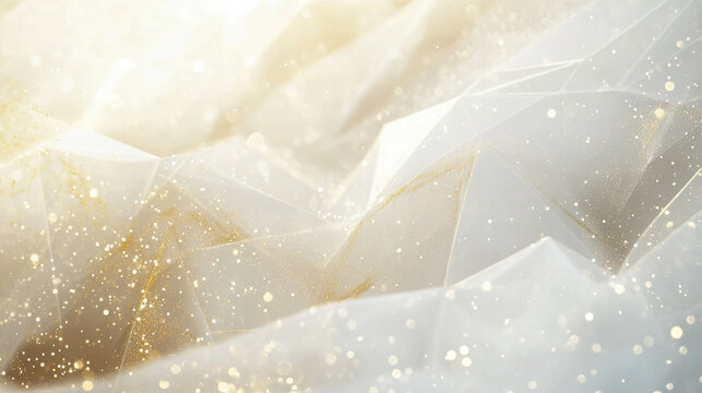 A soft, shimmering abstract background with gentle waves and sparkles in white and gold tones, perfect for elegant designs.