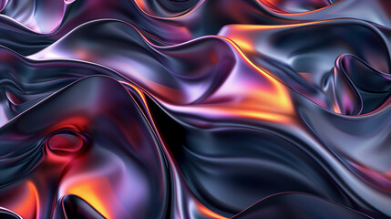Fototapeta premium A purple and orange wave with a shiny, metallic look