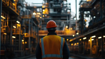 Industrial Worker in a Dimly Lit Warehouse