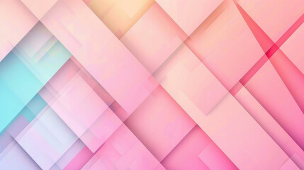 Vibrant abstract background featuring layered geometric shapes with soft pastel hues, perfect for design and creative projects.