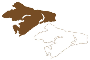 Obraz premium Bremangerlandet island (Kingdom of Norway) map vector illustration, scribble sketch Bremangerlandet map