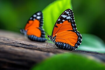 Fototapeta premium Butterfly undergoing metamorphosis, illustrated with the stages of transformation from caterpillar to chrysalis to butterfly, symbolizing growth and change
