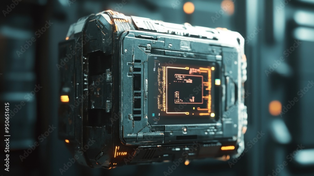 Poster futuristic technology box with glowing display