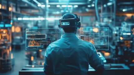 Immersed in the Future: Man in VR Headset Explores Cutting-Edge Technology