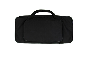 Soft black weapon case with extra pockets. Bag for storing and transporting weapons. Isolate on a white back.