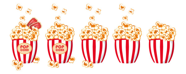 Full bucket of popcorn. Vector illustration.