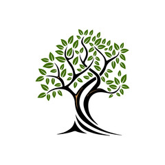 Obraz premium Vector tree. Tree silhouette. Green Spring Tree. Vector Illustration.