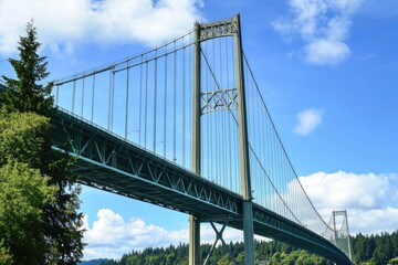 Fototapeta premium Narrows Bridge Tacoma. Modern Architecture for Travel in the Outdoors