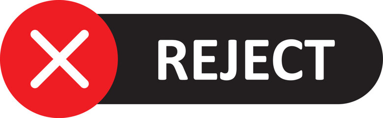 Rejected flat button vector design. Rejected button design.