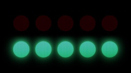 Red racing grid lights animation, lighting up one by one, then turning green - Powered by Adobe