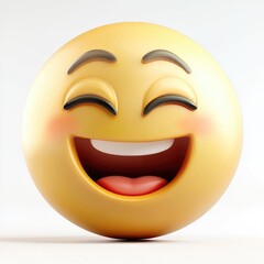 Fototapeta premium A cheerful emoji with raised eyebrows and a wide open mouth expressing surprise, bringing a sense of joy and wonder that brightens the atmosphere in vibrant digital art