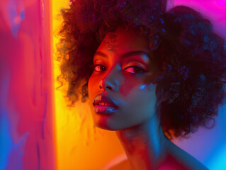 portrait of a woman in neon lights
