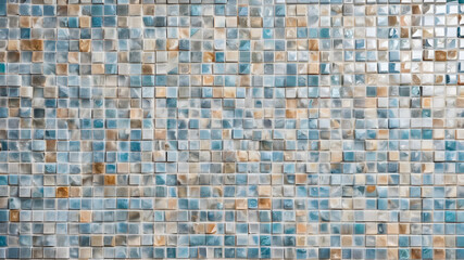 Fototapeta premium ceramic tiles wall texture background in blue and beige tone.