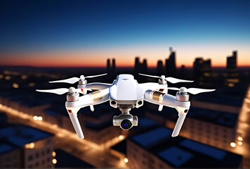 sleek drone capturing images city