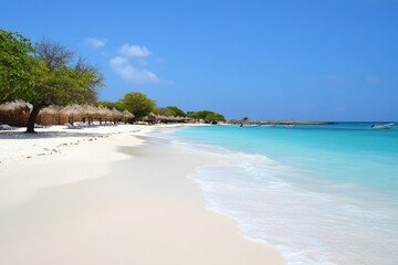 Fototapeta premium Aruba Baby Beach: Stunning White Sand and Blue Waters in the Caribbean