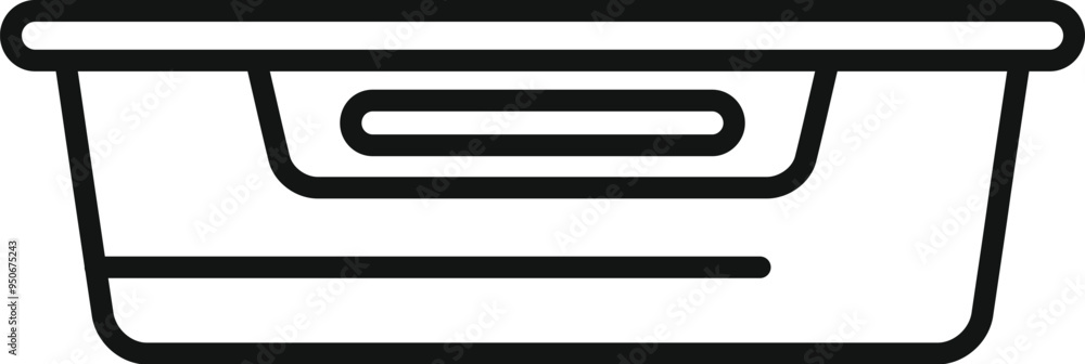 Poster simple vector icon of a rectangular plastic container with a lid, designed for storing food