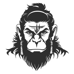 Obraz premium Lord Hanuman Ji Face Indian Silhouette Vector