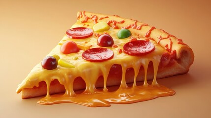 Melted Cheese Dripping Off a Slice of Pizza
