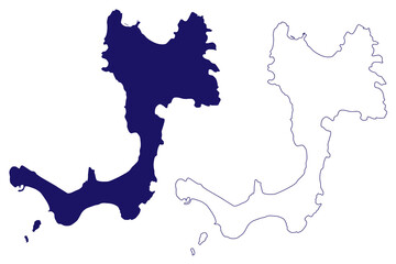 Canouan island (Saint Vincent and the Grenadines, Cenrtal America, Caribbean islands) map vector illustration, scribble sketch Canouan map