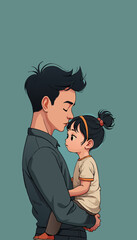 open layer vector of father and doughter- happy father day