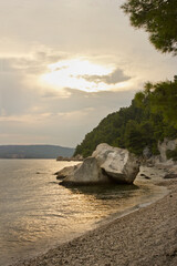 Obraz premium rocky shore on the Adriatic Sea. Landscape with sea and mountains