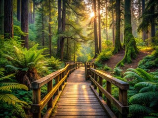Obraz premium serene nature walk path calming scenery landscape peaceful afternoon stroll leisurely woods forest shade misty morning misty dawns dawn breaks sunlight filtering serene atmosphere 