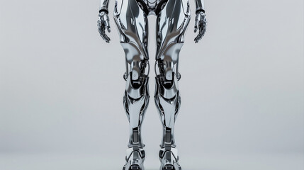 ultra HD ai female robot, total silver, full body including legs, slim figure