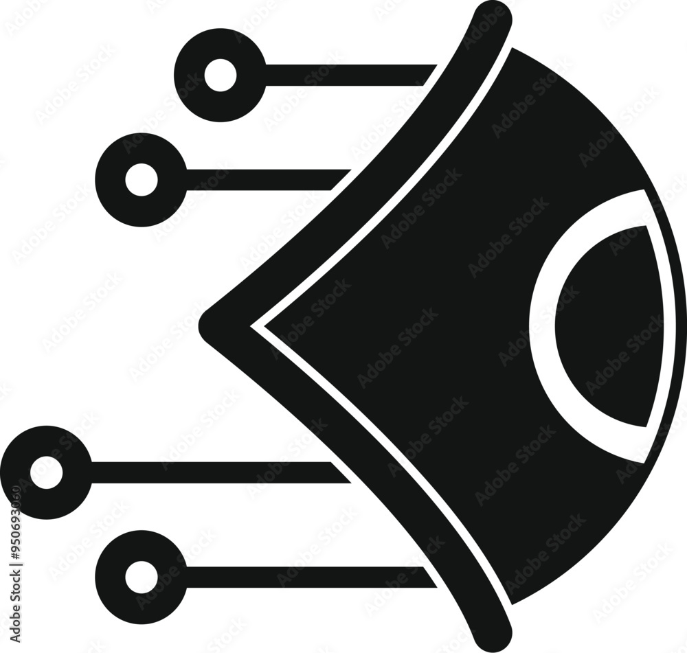Poster simple icon representing a cyber eye scanning system monitoring network data