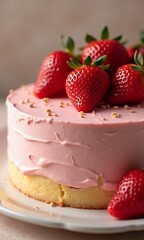 Delicious cake with strawberries