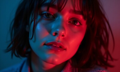 One young woman creates vibrant face pnting generated by 